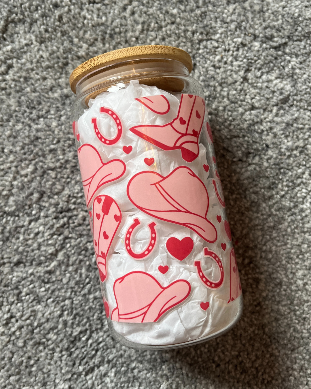 Cowboy Romance Glass Can