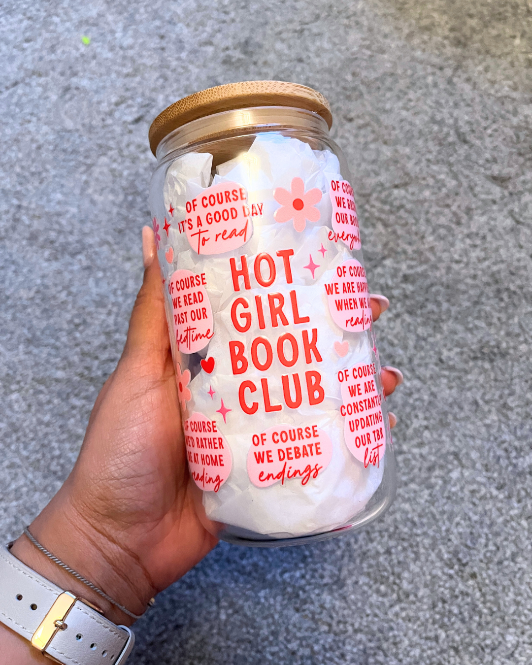 Hot Girls Book Club Glass Can