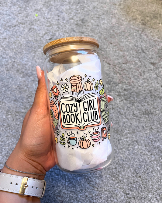 Cozy Girl Book Club Glass Can