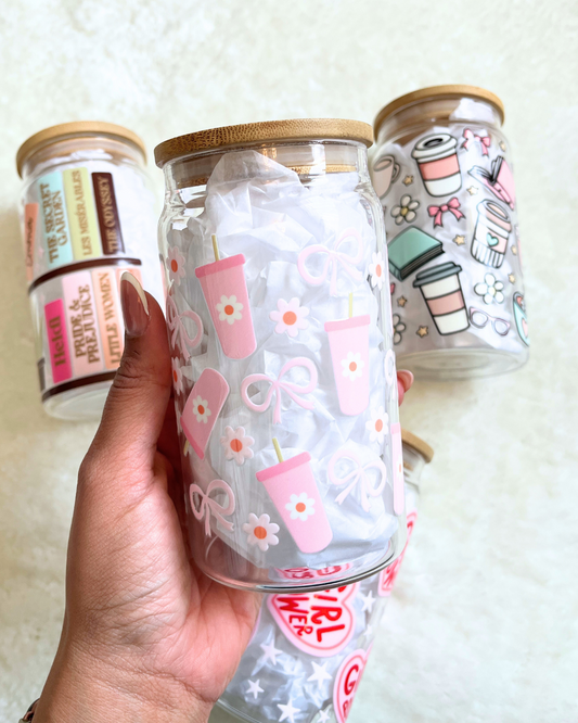 Pink Tumbler Glass Can