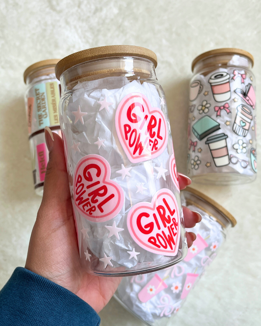 Girl Power Glass Can