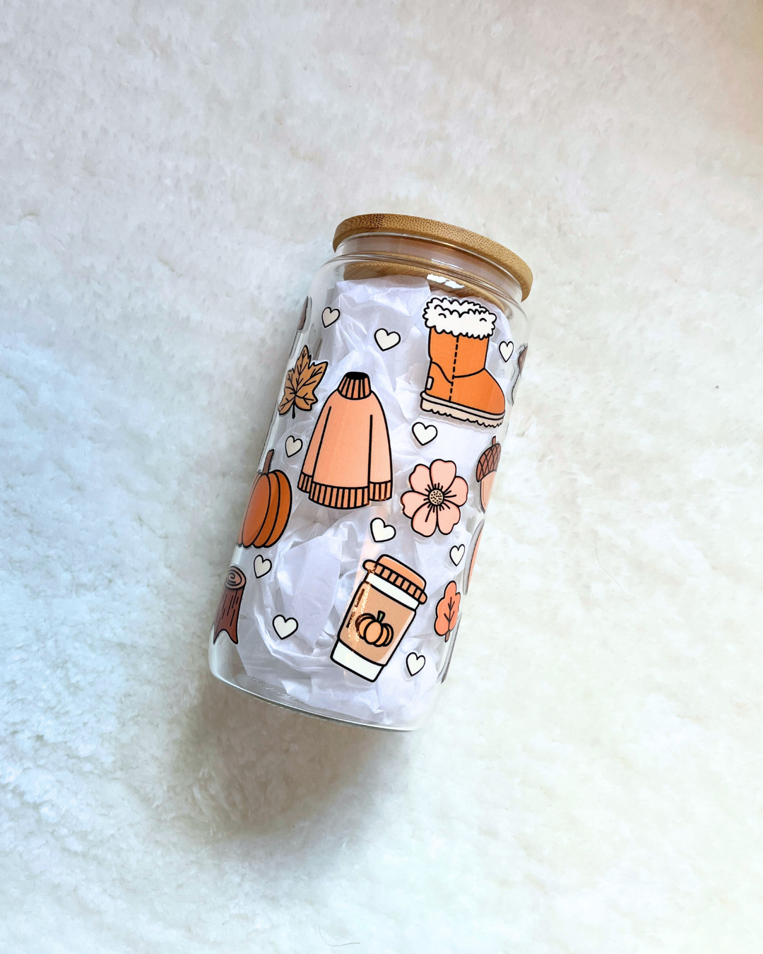 Cozy Fall Glass Can