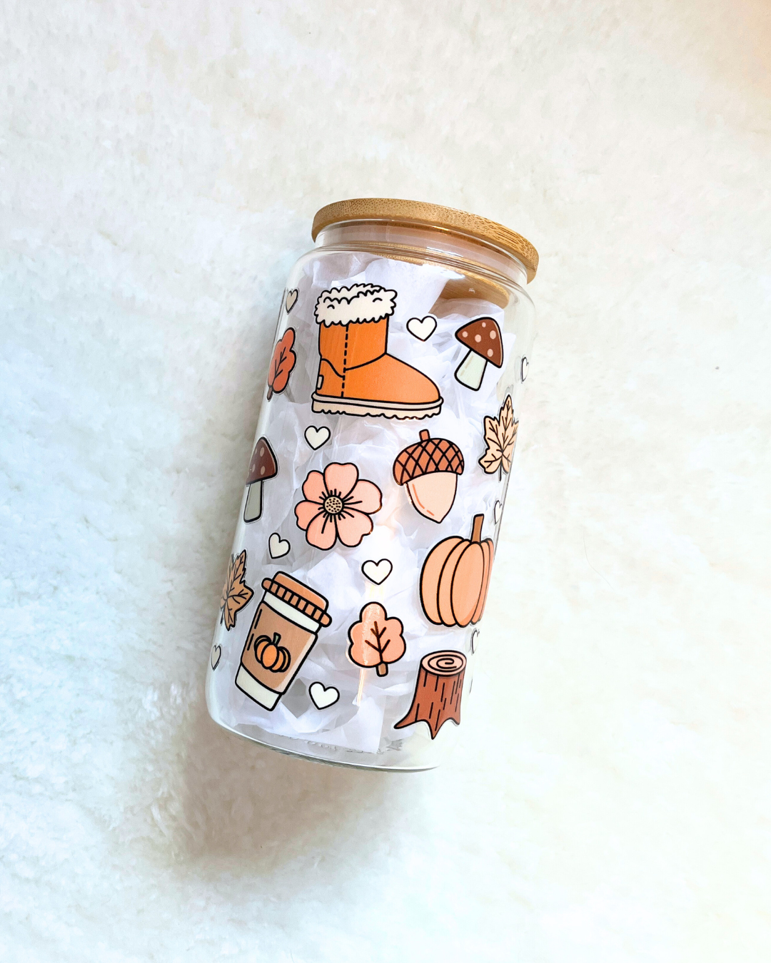 Cozy Fall Glass Can