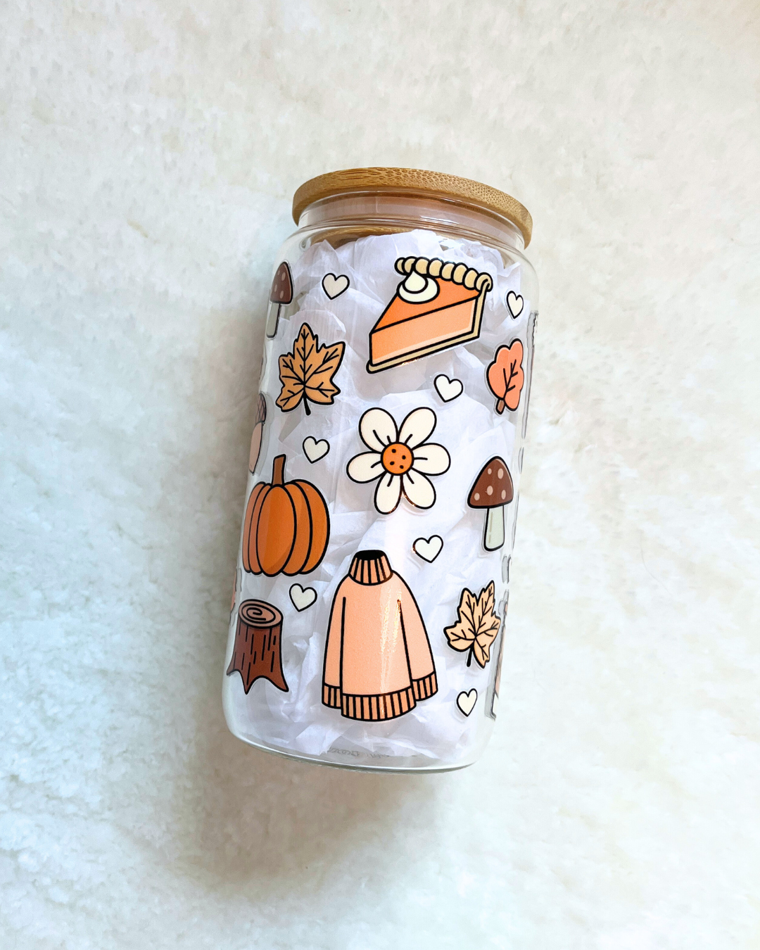 Cozy Fall Glass Can