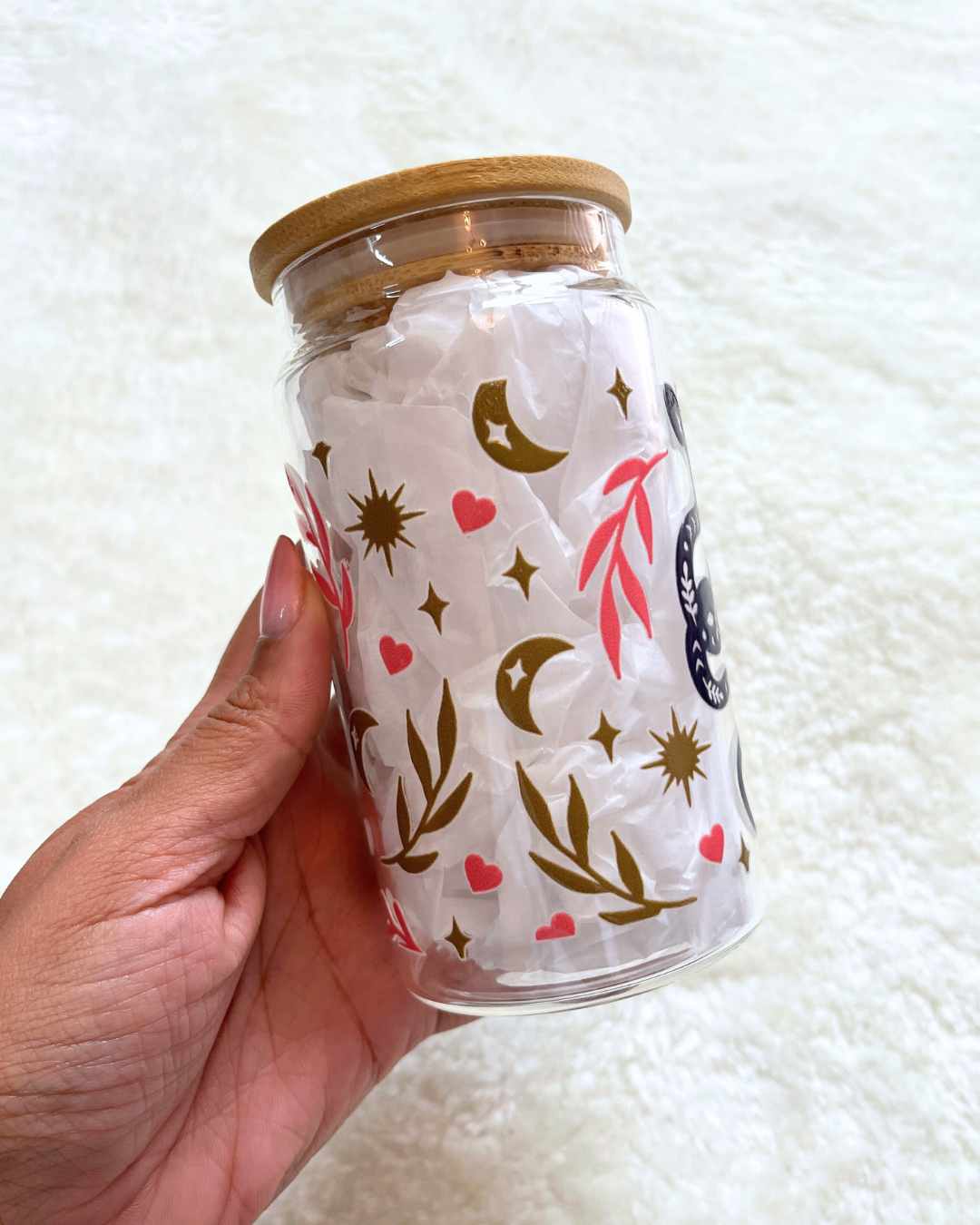 Boho Snakes Glass Can
