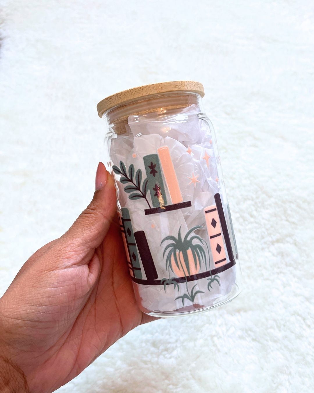 Cats and Shelves Glass Can