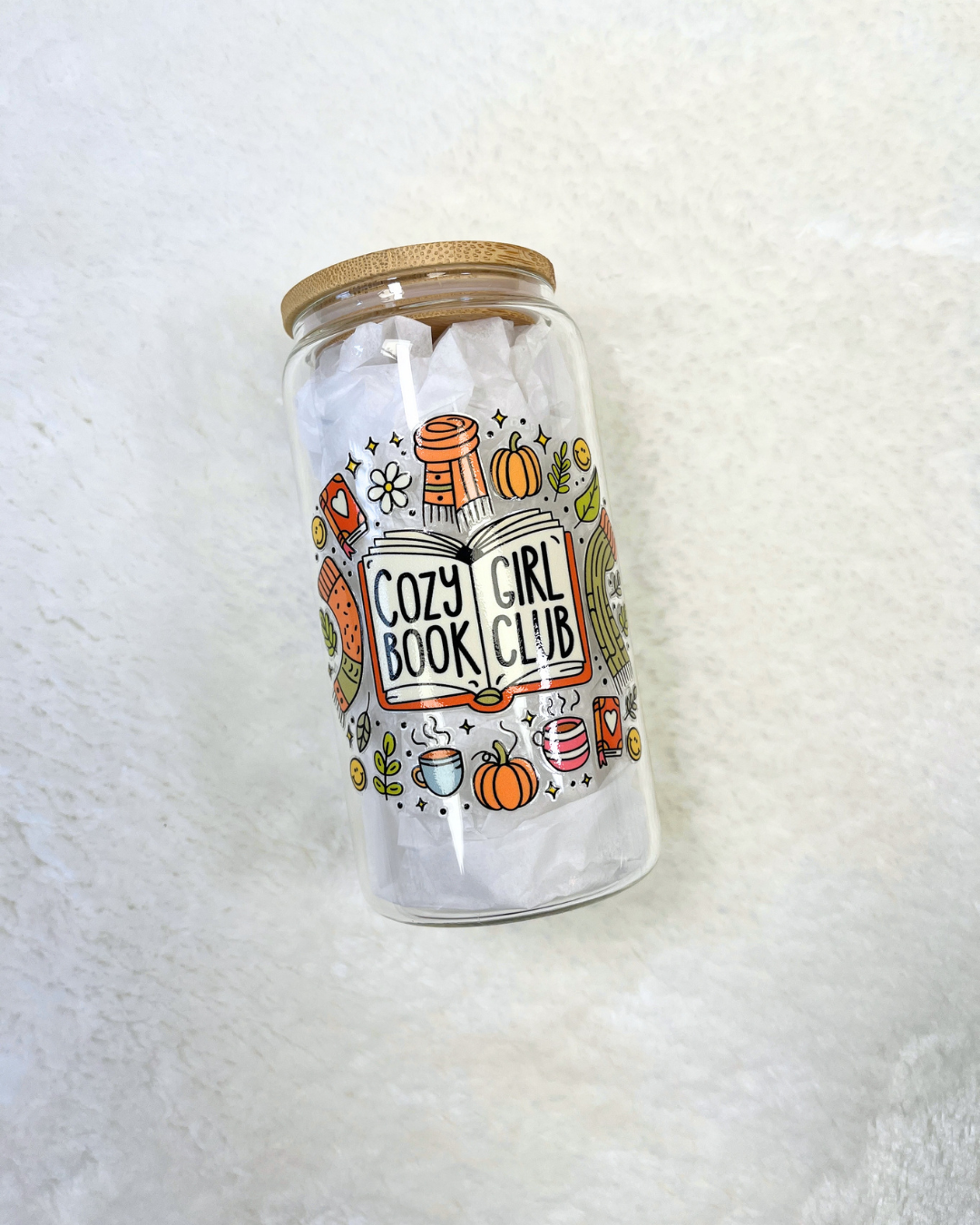 Cozy Girl Book Club Glass Can