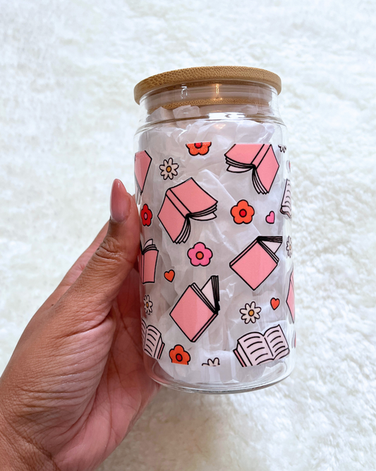 Happy Books Glass Can