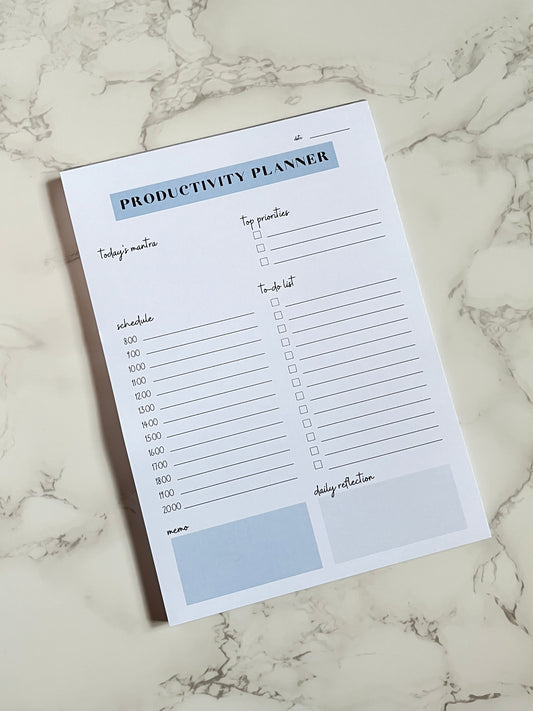 A5 Blue Productivity Planner Notepad