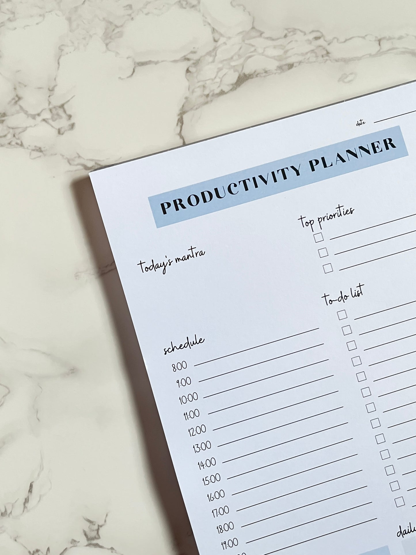 A5 Blue Productivity Planner Notepad