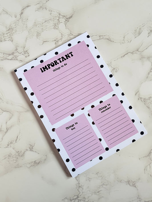 A5 Pink Polka Dot Notepad