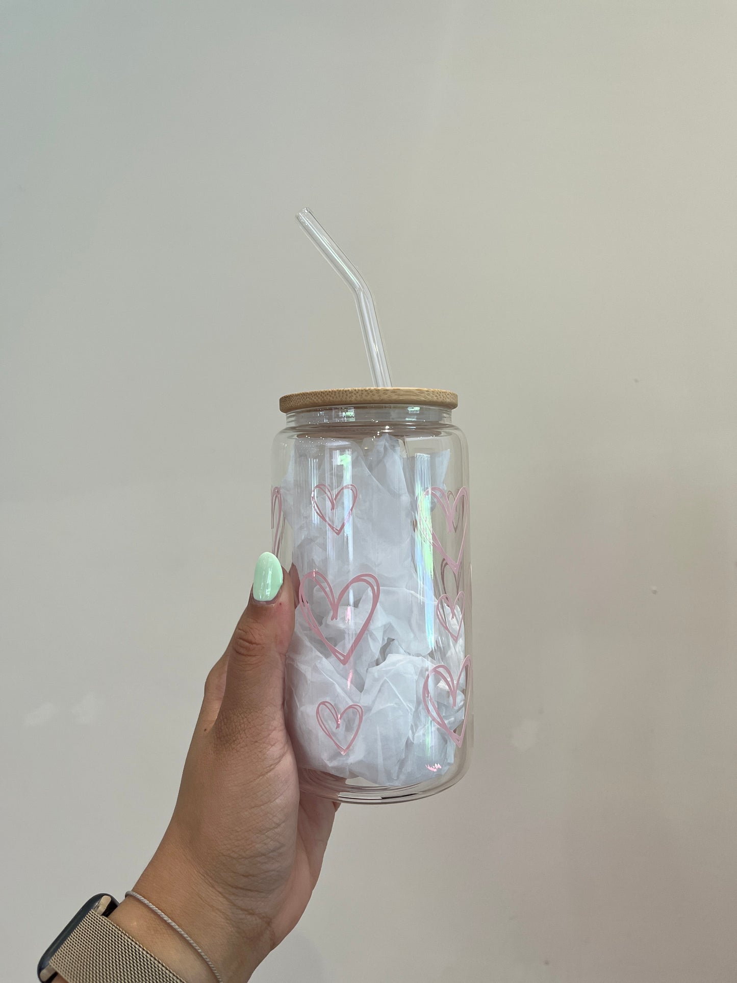 White Rainbow Glass Can
