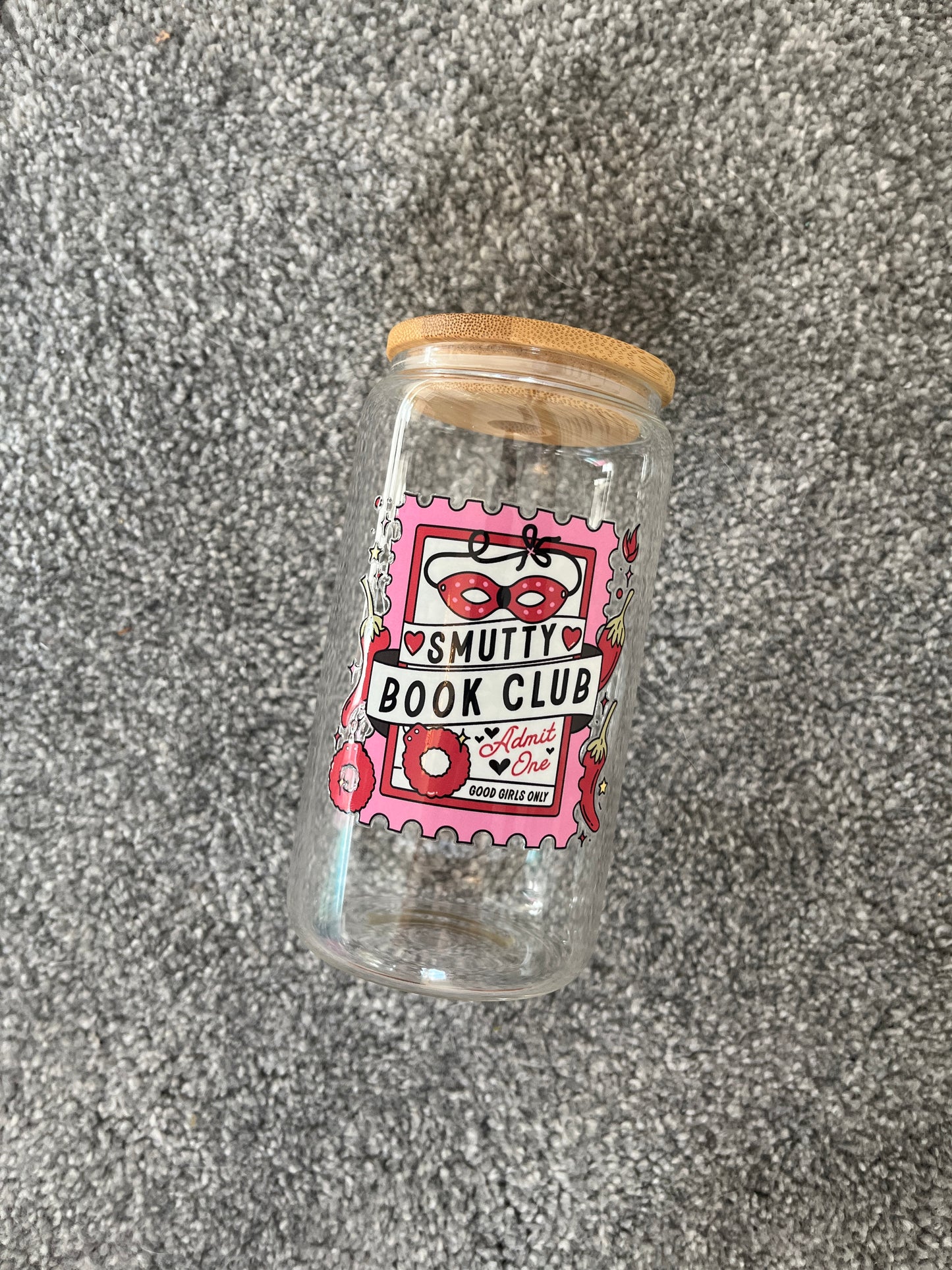 Smutty Book Club Stamp Glass Can