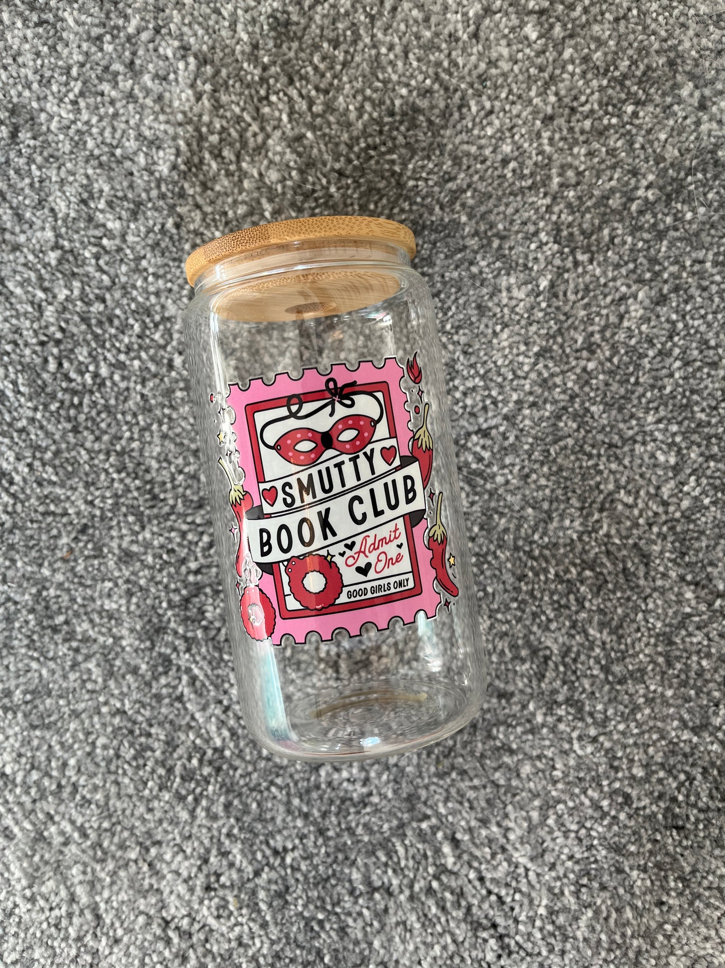 Smutty Book Club Stamp Glass Can
