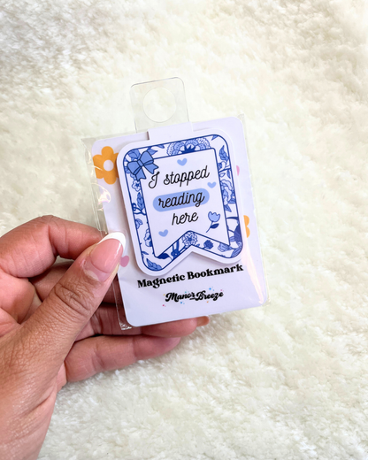 Vintage Blue Magnetic Bookmark
