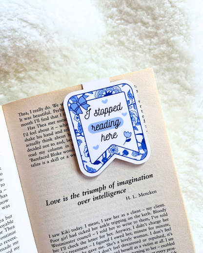Vintage Blue Magnetic Bookmark