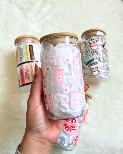 Pink Tumbler Glass Can