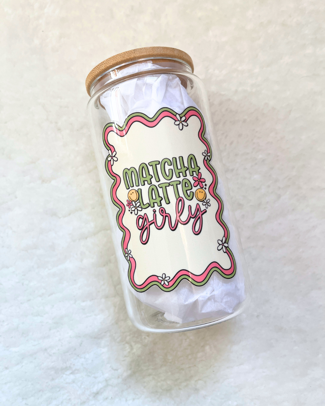 Matcha Latte Girly Glass Can