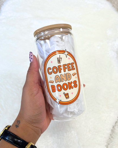 Coffee and Books Glass Can