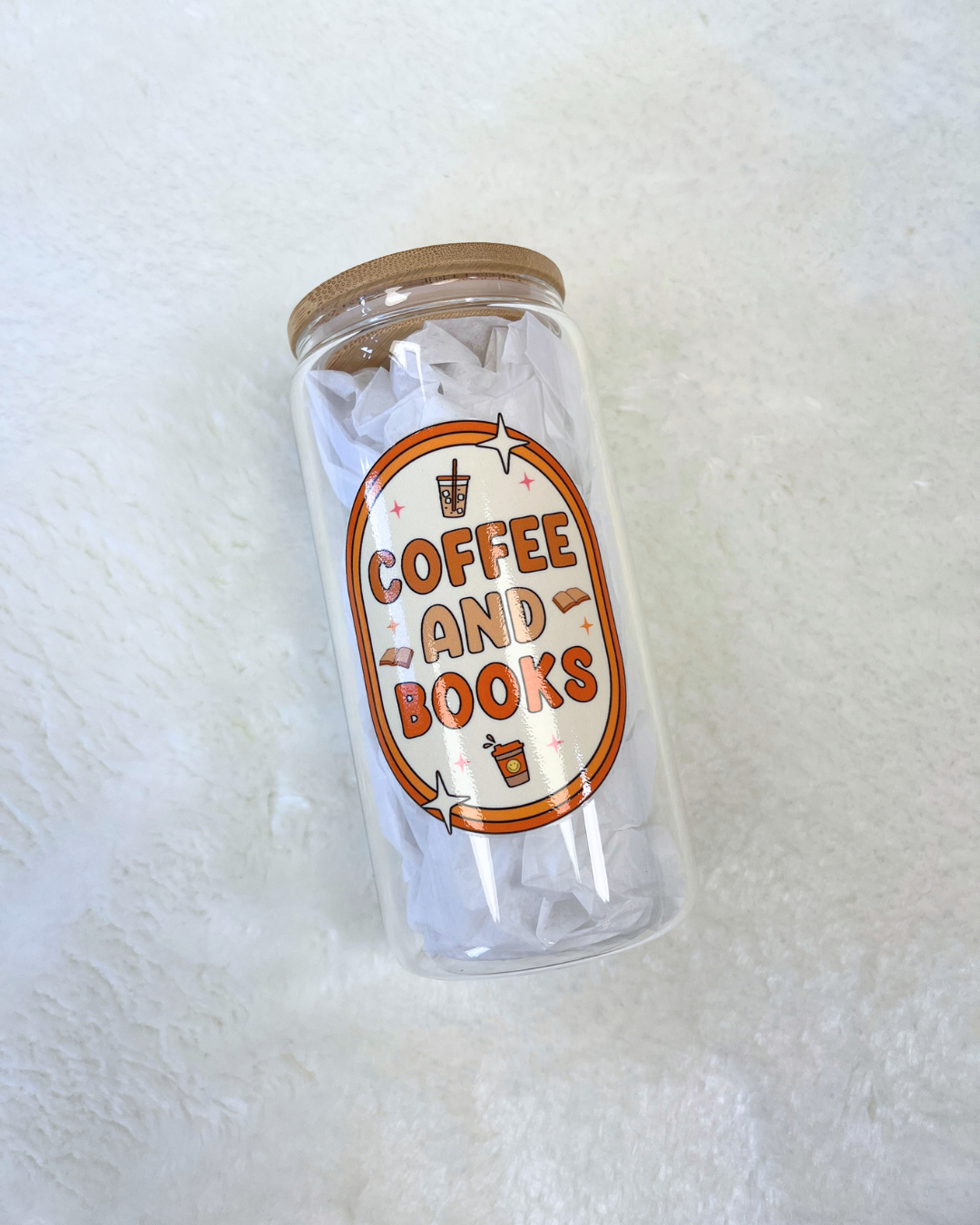 Coffee and Books Glass Can