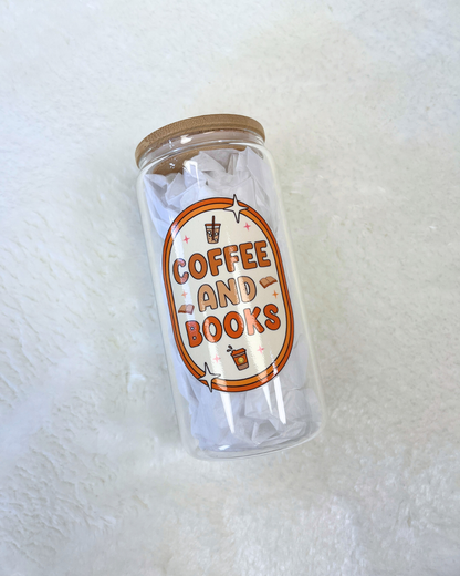 Coffee and Books Glass Can