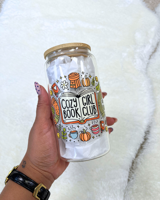 Cozy Girl Book Club Glass Can