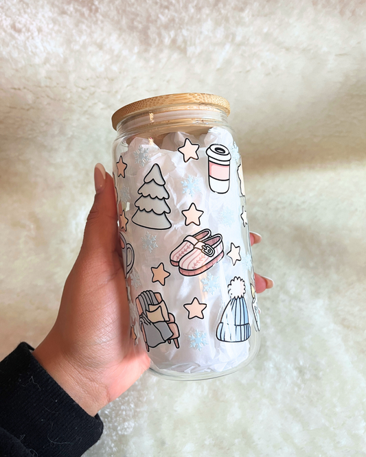 Cozy Christmas Glass Can
