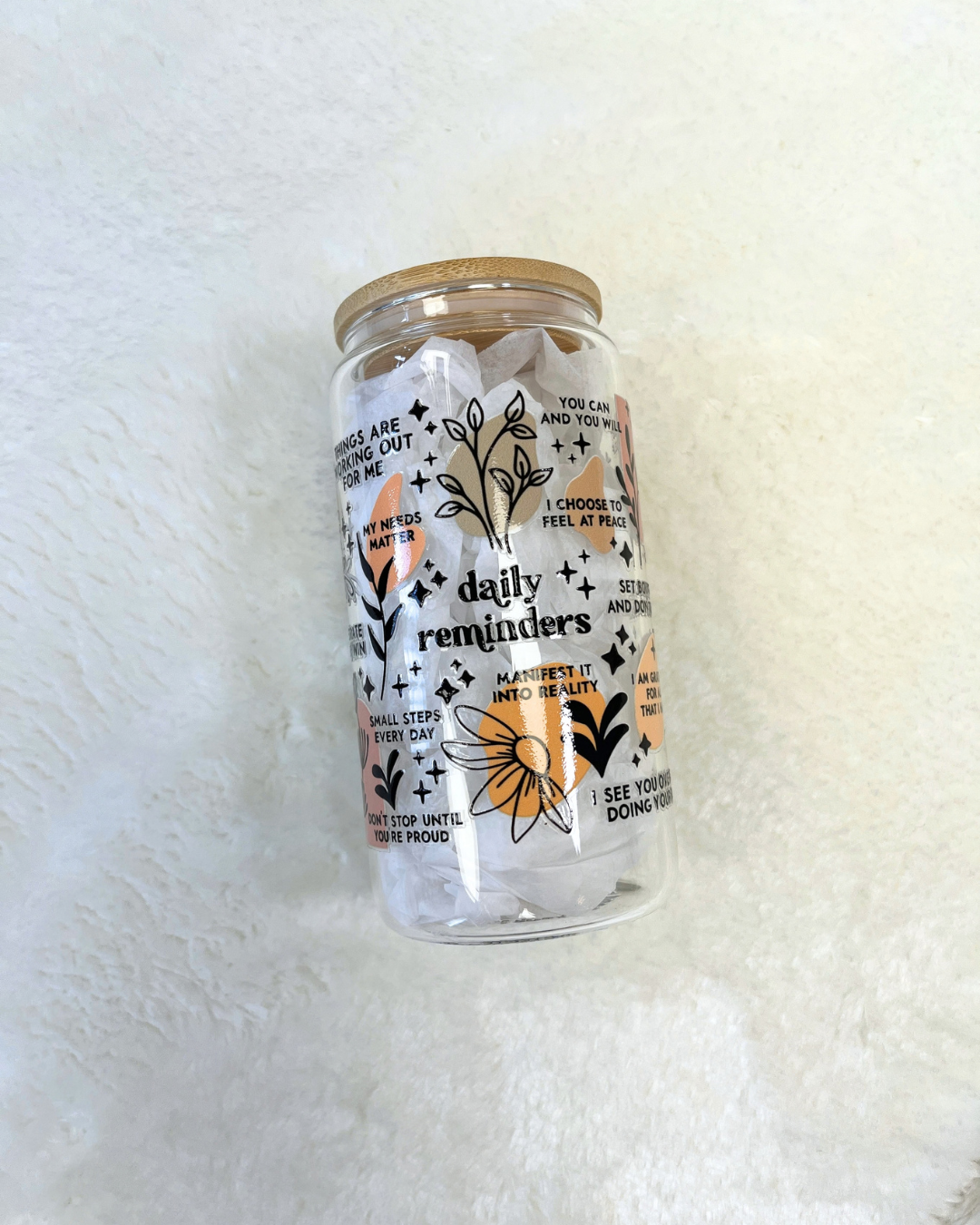 Daily Reminders Glass Can