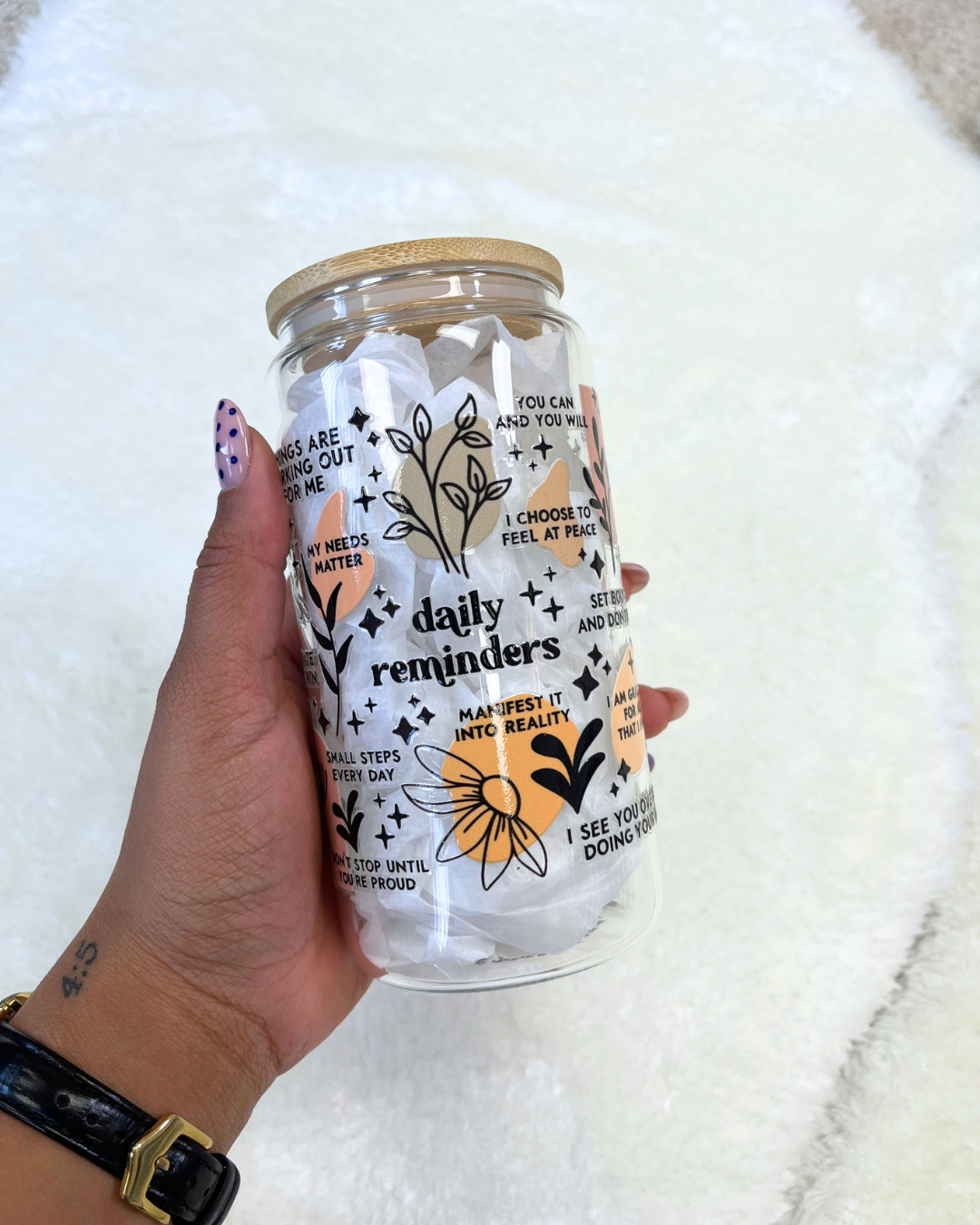 Daily Reminders Glass Can