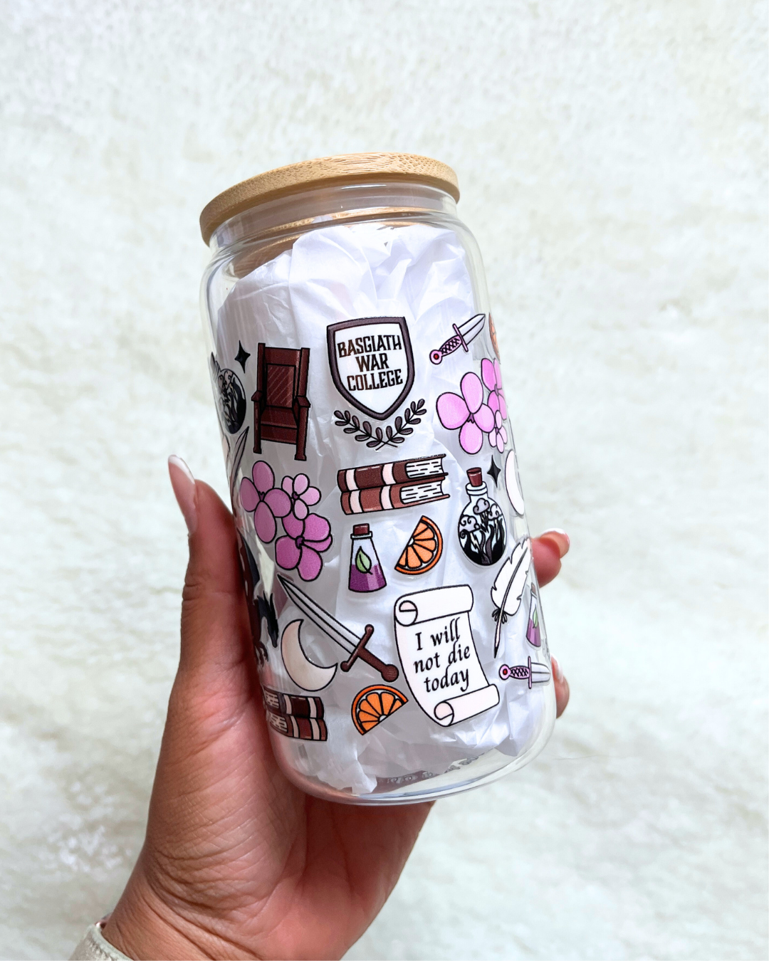 Fourth Wing Inspired Glass Can
