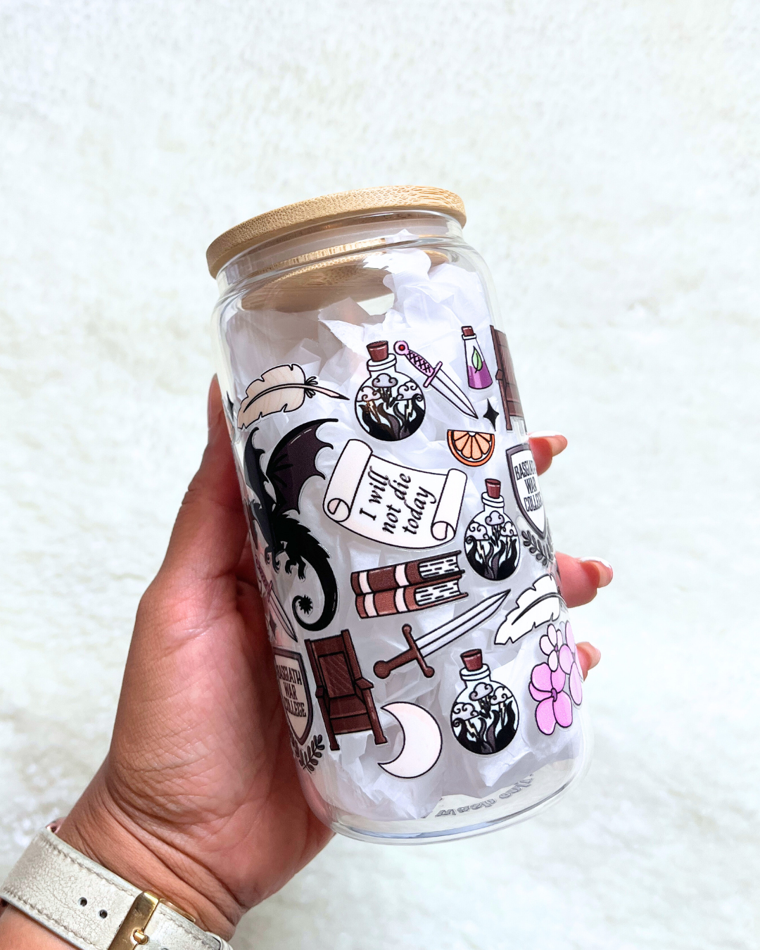 Fourth Wing Inspired Glass Can