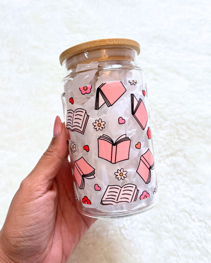 Happy Books Glass Can