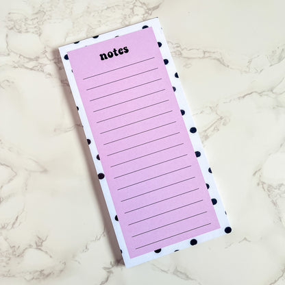 Slim Pink Polka Dot Notepad