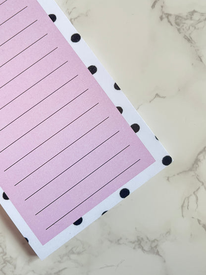 Slim Pink Polka Dot Notepad