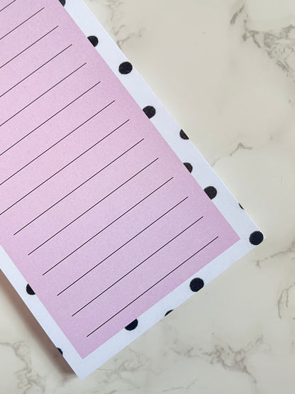 Slim Pink Polka Dot Notepad