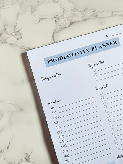 A5 Blue Productivity Planner Notepad