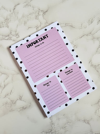 A5 Pink Polka Dot Notepad