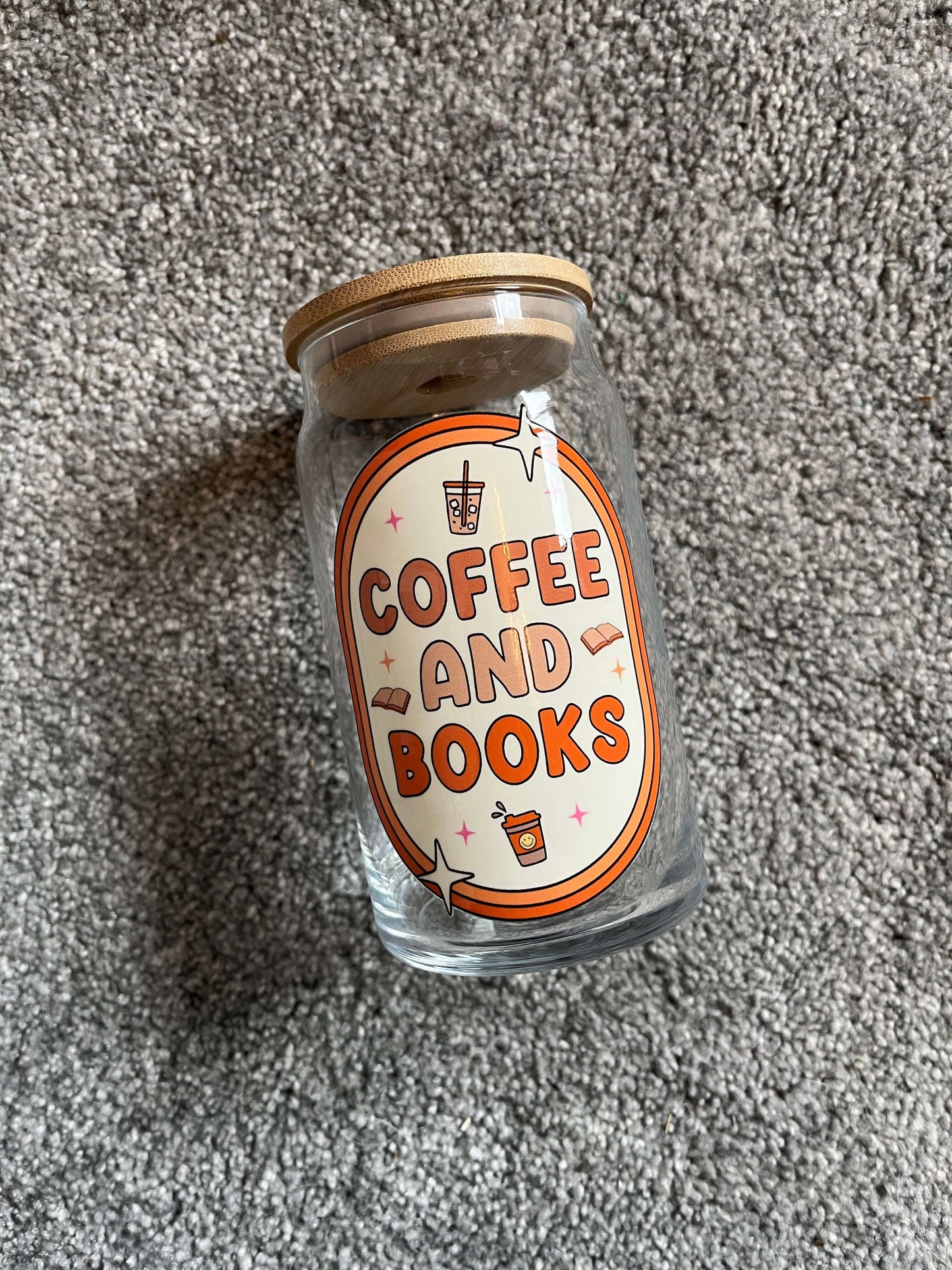 Coffee and Books Glass Can