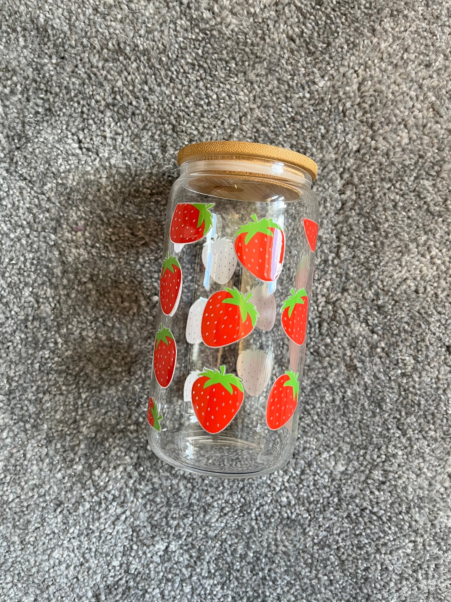 Strawberries Glass Can