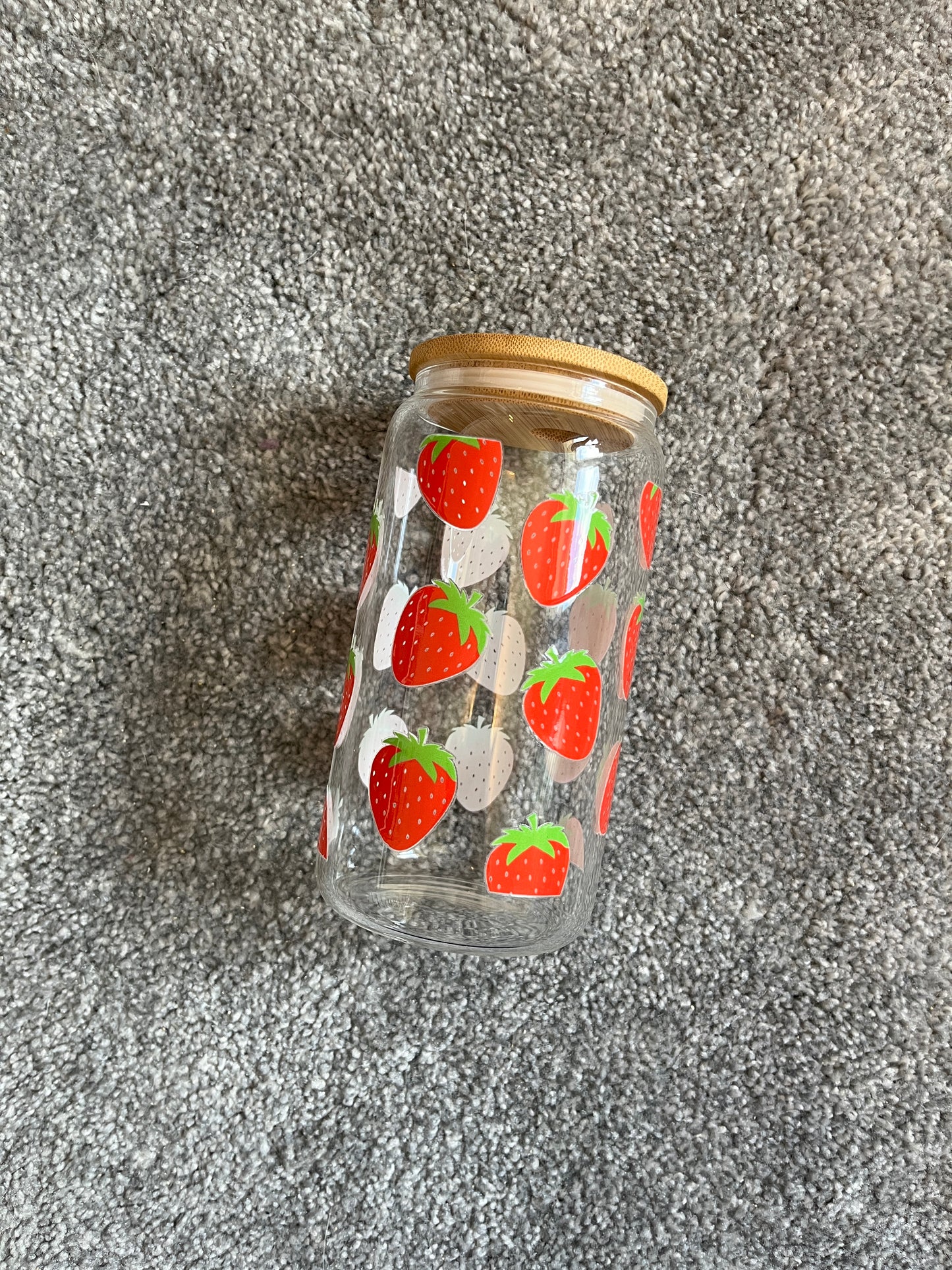 Strawberries Glass Can