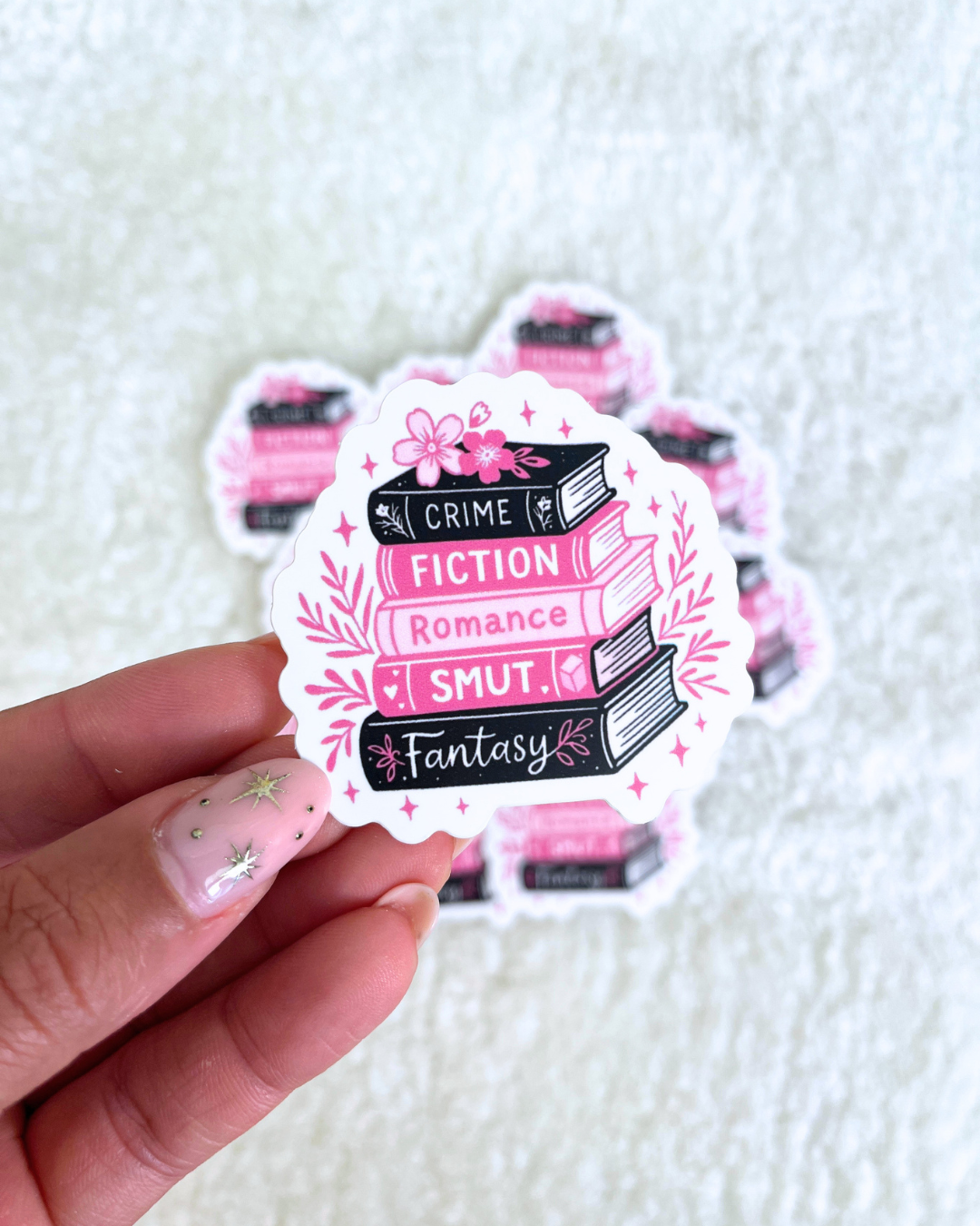 Pink Book Stack Sticker