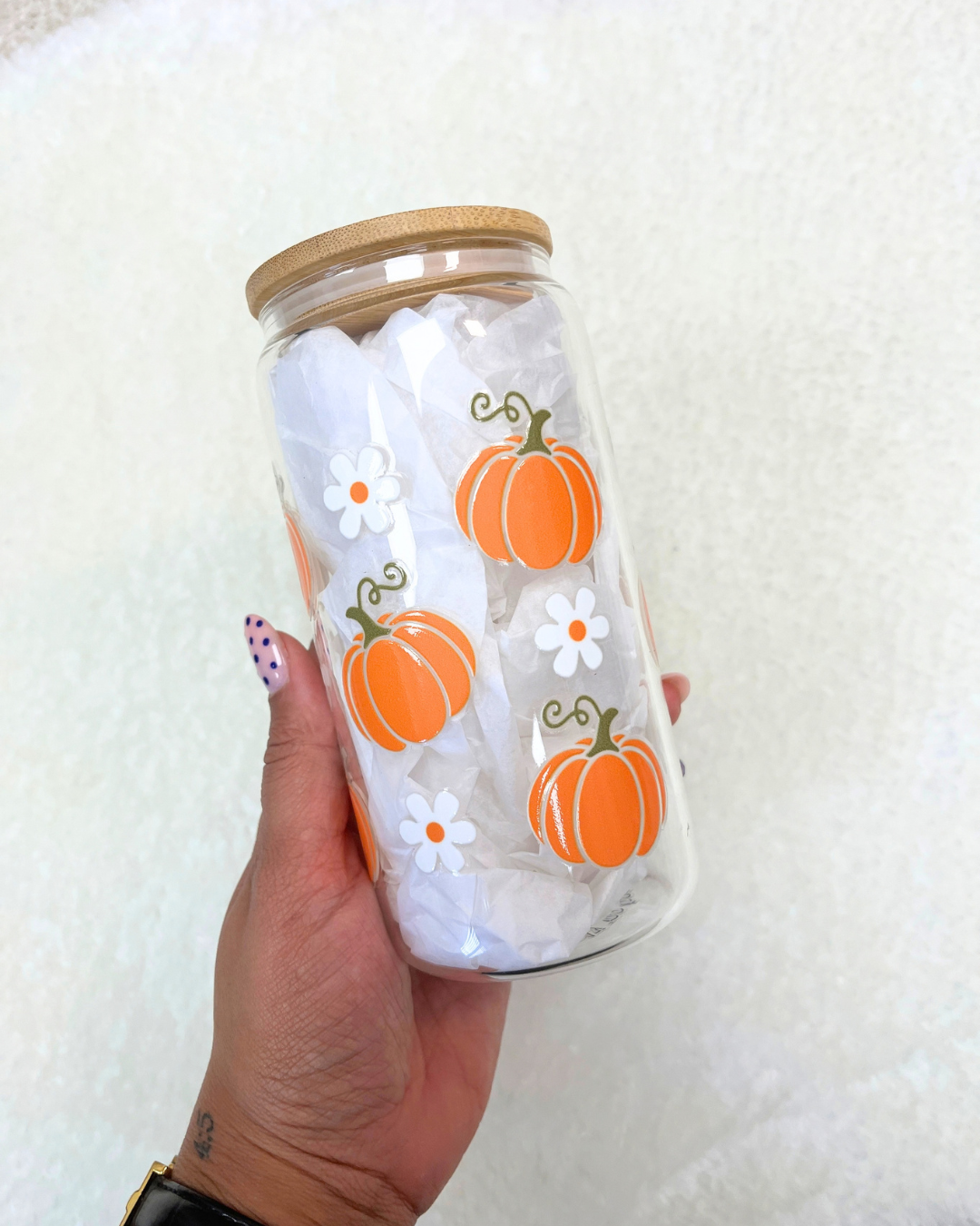 Pumpkins Glass Can