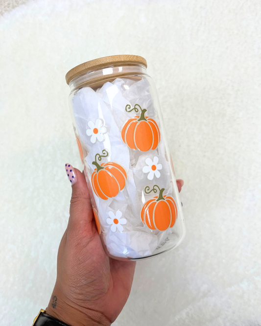 Pumpkins Glass Can