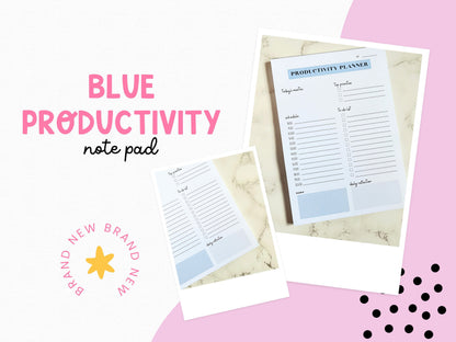 A5 Blue Productivity Planner: Daily To-Do List Notepad